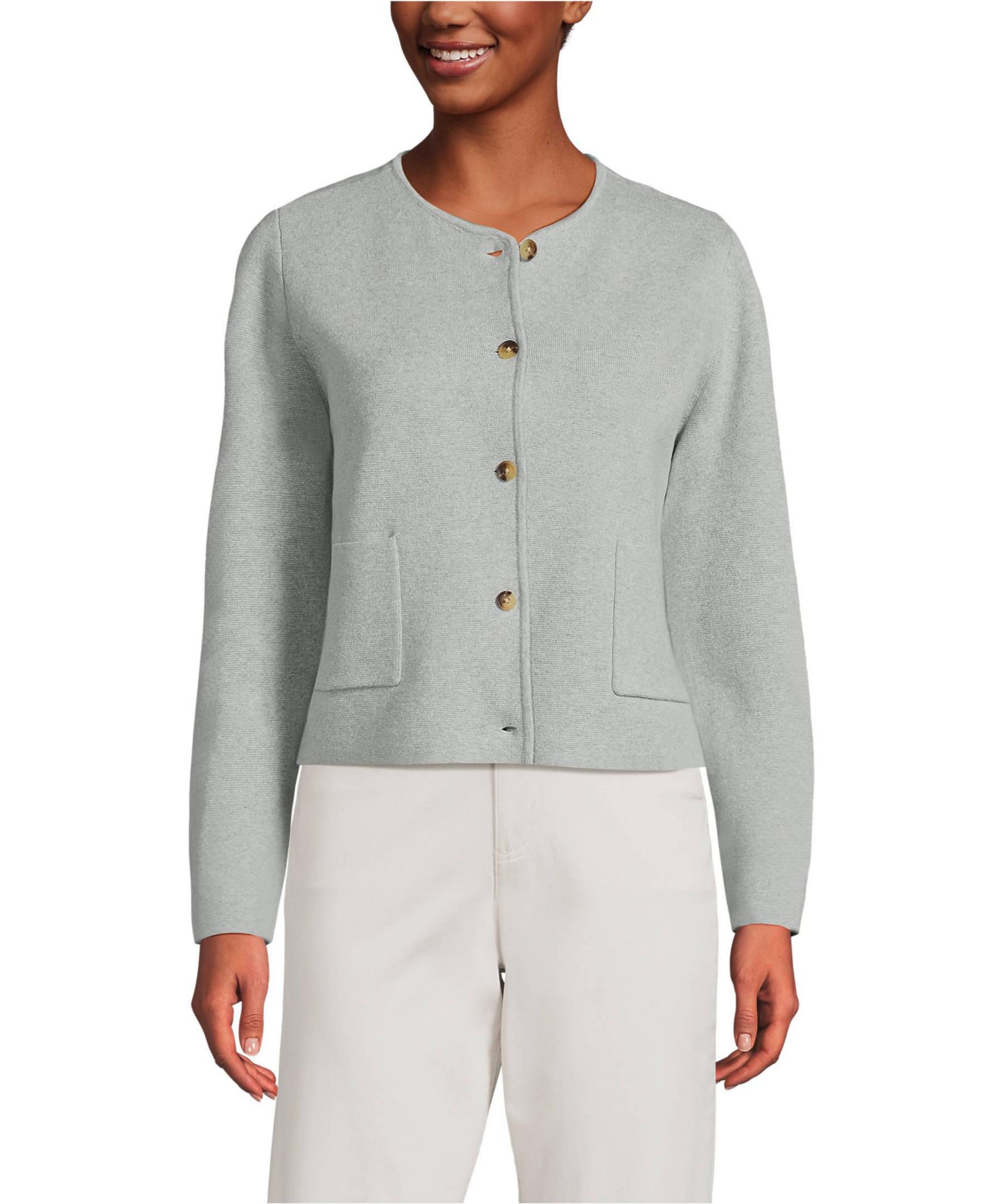 Женский джемпер-блейзер Lands' End Fine Gauge Cotton Milano