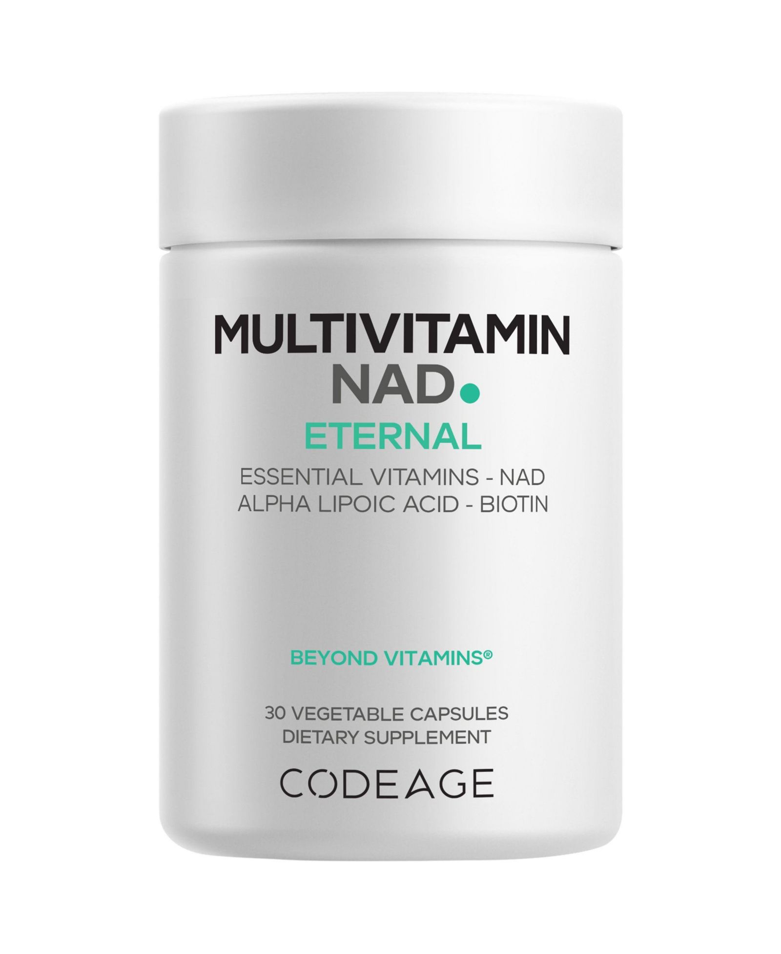Мультивитаминная добавка Codeage NAD+ Energy & Healthy Aging Support - Vitamin D3 K2, P5P, Methylated B12, Alpha Lipoic Acid, Folate, 30 Capsules