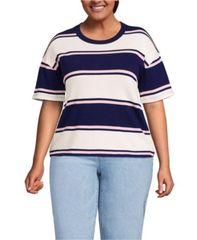 Lands' End Women's Plus Size Short Sleeve Mariner T-Shirt