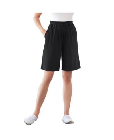 Шорты Woman Within Women's Within 7-Day Straight-Leg Elastic-Waist Stretchy Knit