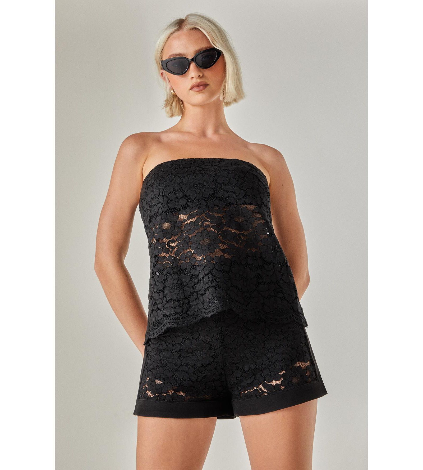 Nasty Gal Women's Bandeau Lace Tailored Top