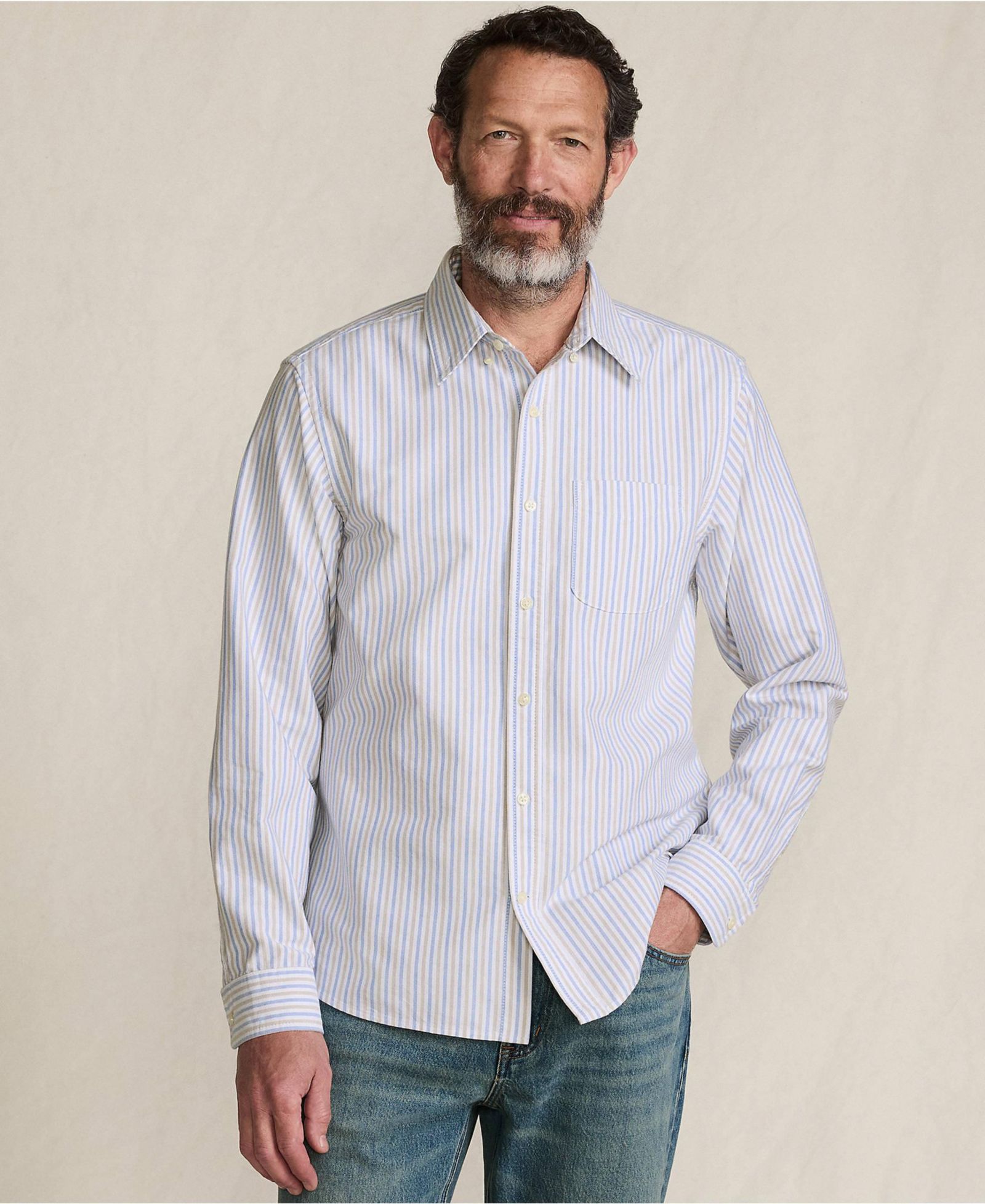 Lands' End Men's Long Sleeve Easy Fit Sail Rigger Oxford Shirt