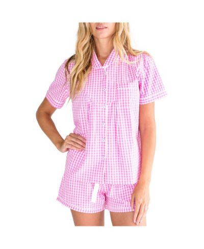 Sant and Abel Women's Organic Cotton Poplin Button Down Short Sleeve Pajama Set