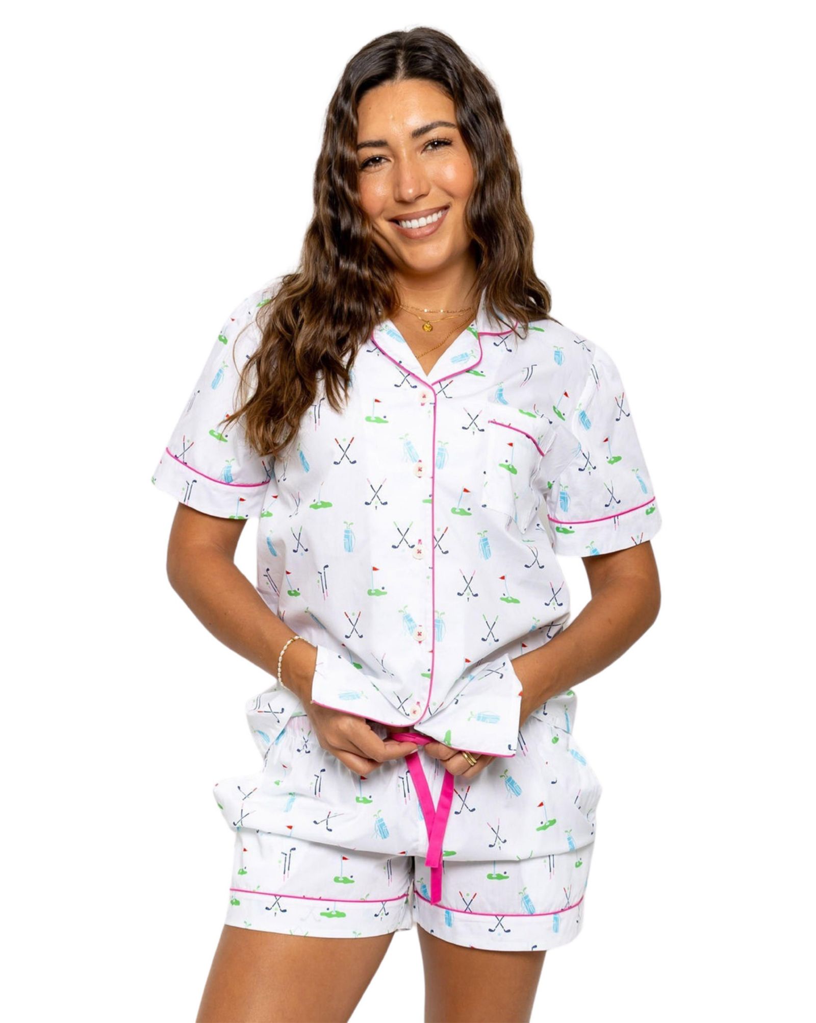 Sant and Abel Women's Organic Cotton Poplin Button Down Short Sleeve Pajama Set