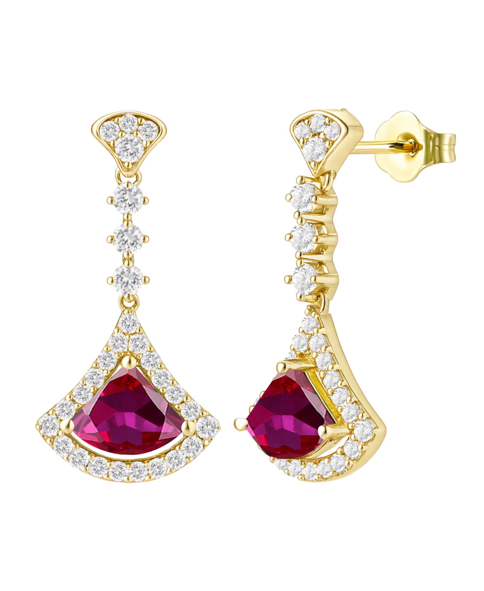 Серьги Macy's с выращенным сапфиром (1-1/4 ct. t.w.) и выращенным белым сапфиром (1-1/2 ct. t.w.) из стерлингового серебра