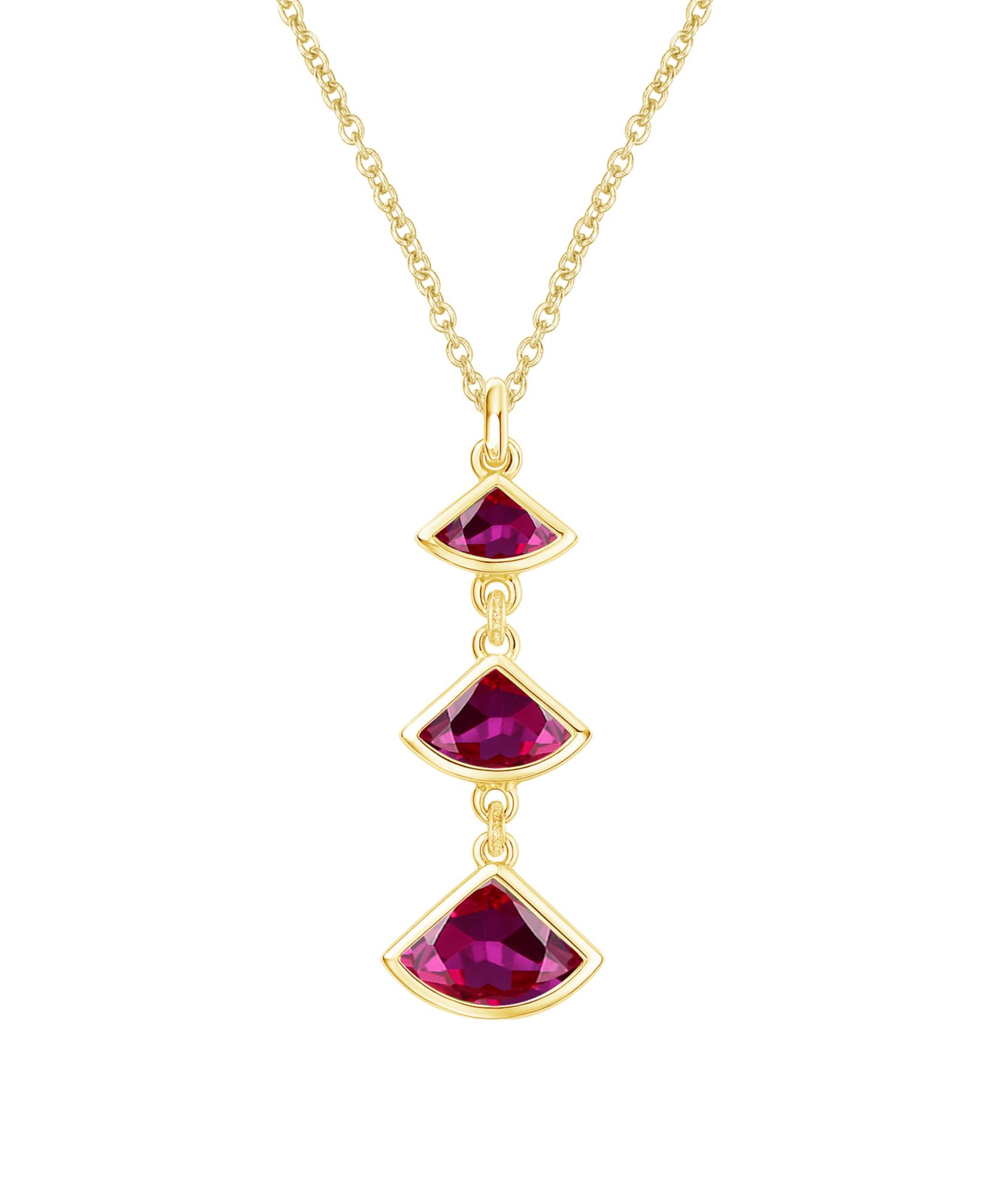 Macy's Lab-Grown Ruby Pendant Necklace (1-1/5 ct. t.w.) in 14k Gold Over Sterling Silver (Also Available in Emerald & Sapphire)