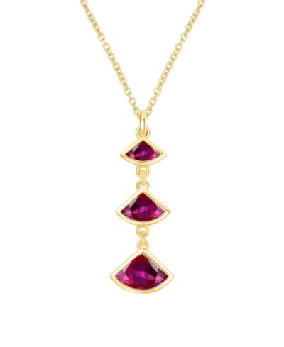 Macy's Lab-Grown Ruby Pendant Necklace (1-1/5 ct. t.w.) in 14k Gold Over Sterling Silver (Also Available in Emerald & Sapphire)