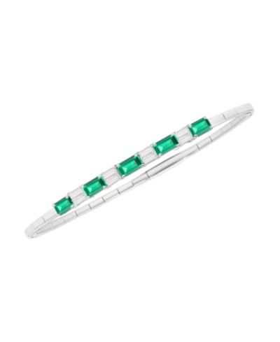Macy's Lab Grown Emerald (1-1/3 ct. t.w.) And White Sapphire (1/3 ct. t.w.) Bracelet in Sterling Silver (Also Available in Ruby)