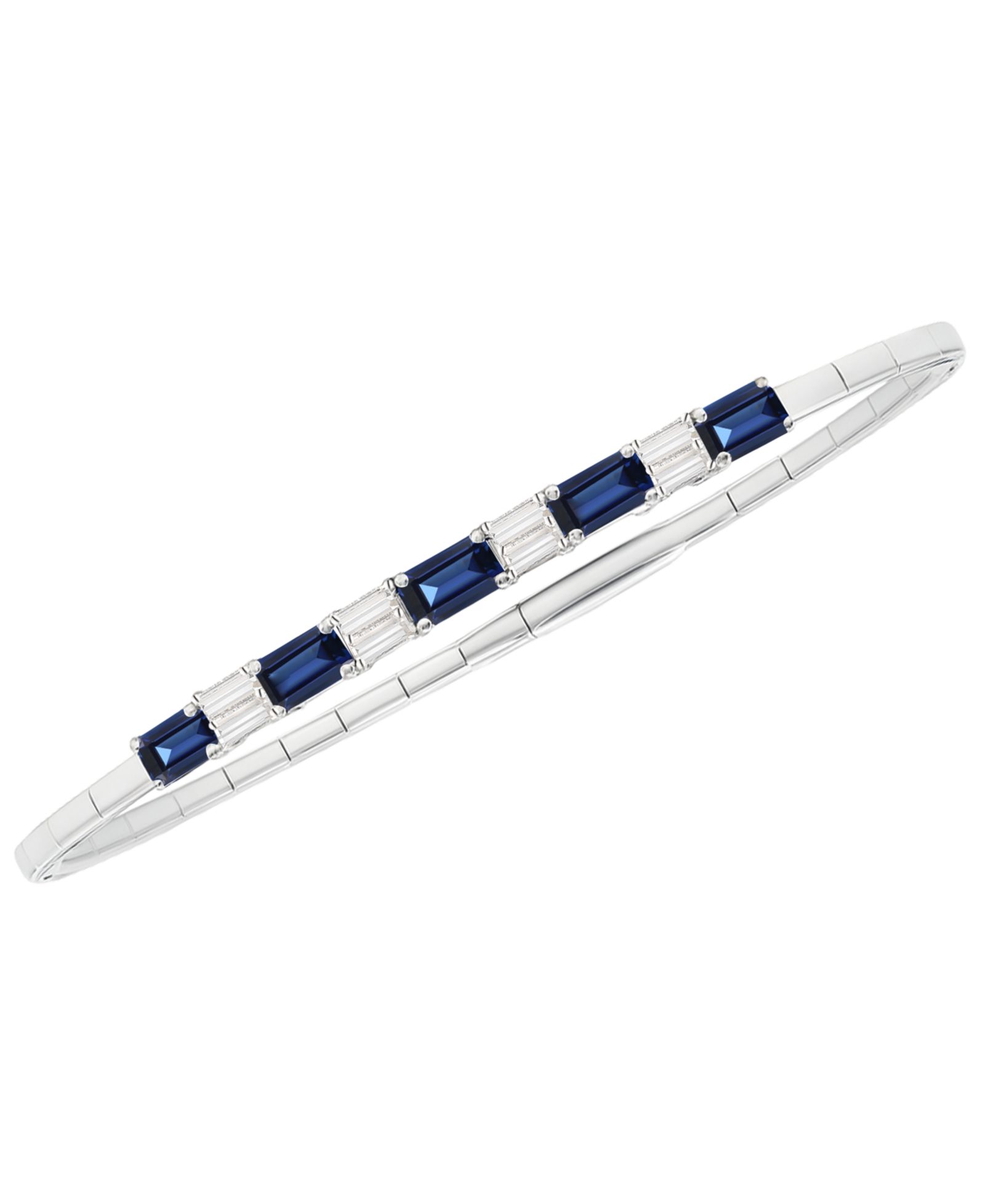 Браслет из стерлингового серебра с выращенными сапфирами Lab-Grown Sapphire и White Sapphire
