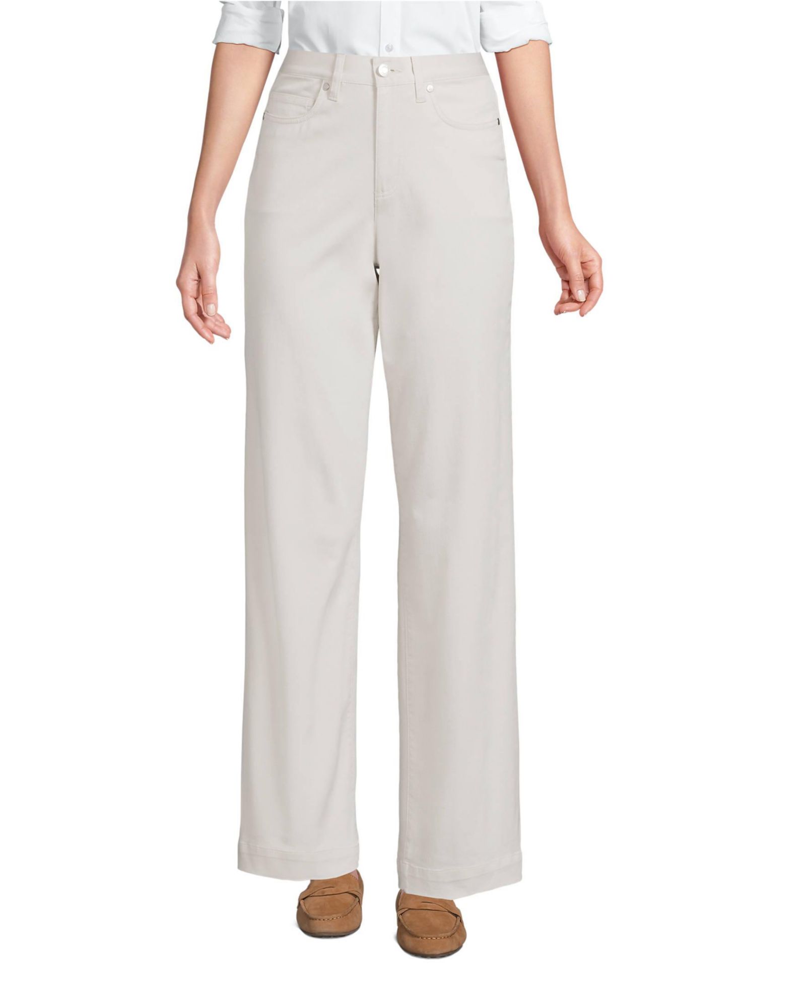Lands' End Women's High Rise 5 Pocket Wide Leg Chino Pants