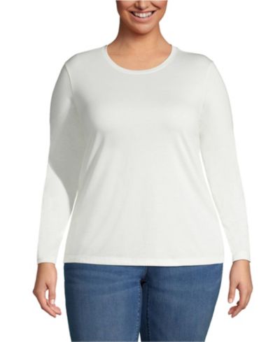 Женская футболка Lands' End Plus Size Supima Cotton Long Sleeve Crewneck T-Shirt