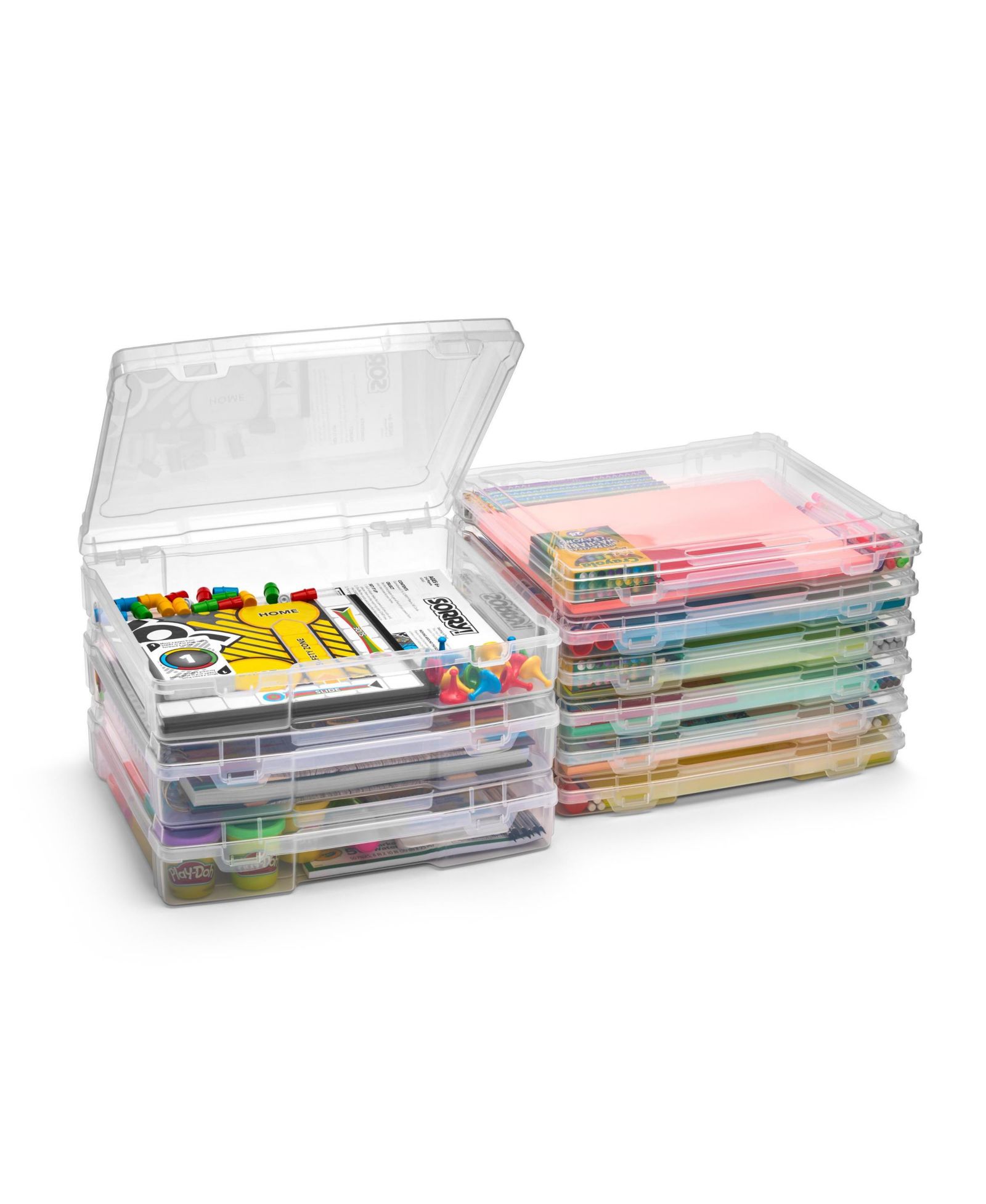 Sorbus 9 Piece Variety Size Clear Stackable Portable Project Case Fits 10"x12" - Snap Closure, Ideal for Board Games, Crafts, and Office