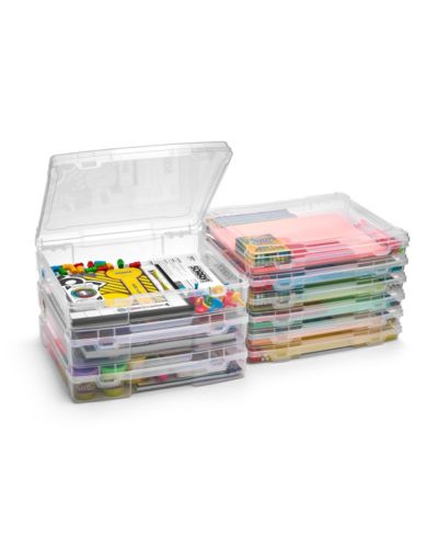 Sorbus 9 Piece Variety Size Clear Stackable Portable Project Case Fits 10"x12" - Snap Closure, Ideal for Board Games, Crafts, and Office
