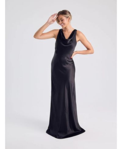 Six Stories Women's Chiffon Bandeau Satin Maxi Dress