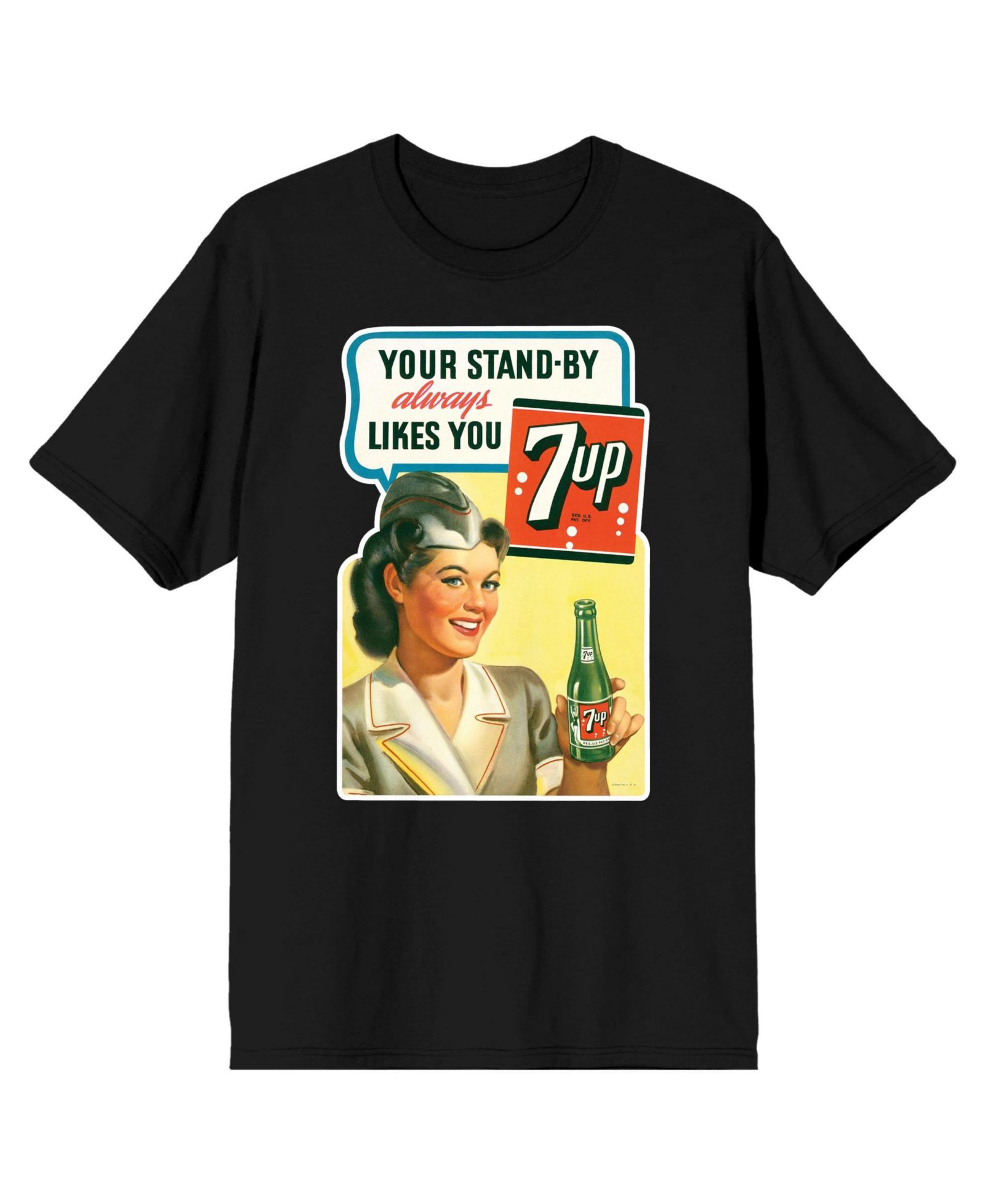 7UP Men's Your Stand-By Always Likes You Black Short Sleeve Adult T-Shirt-3XL