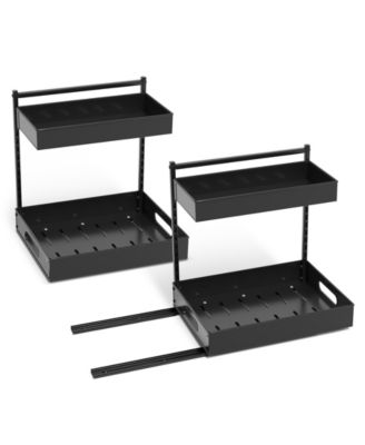 Sorbus 2 Pack 2-Tier Pull-Out Under Sink Organizer and Adhesive Tape - for Kitchen and Bathroom