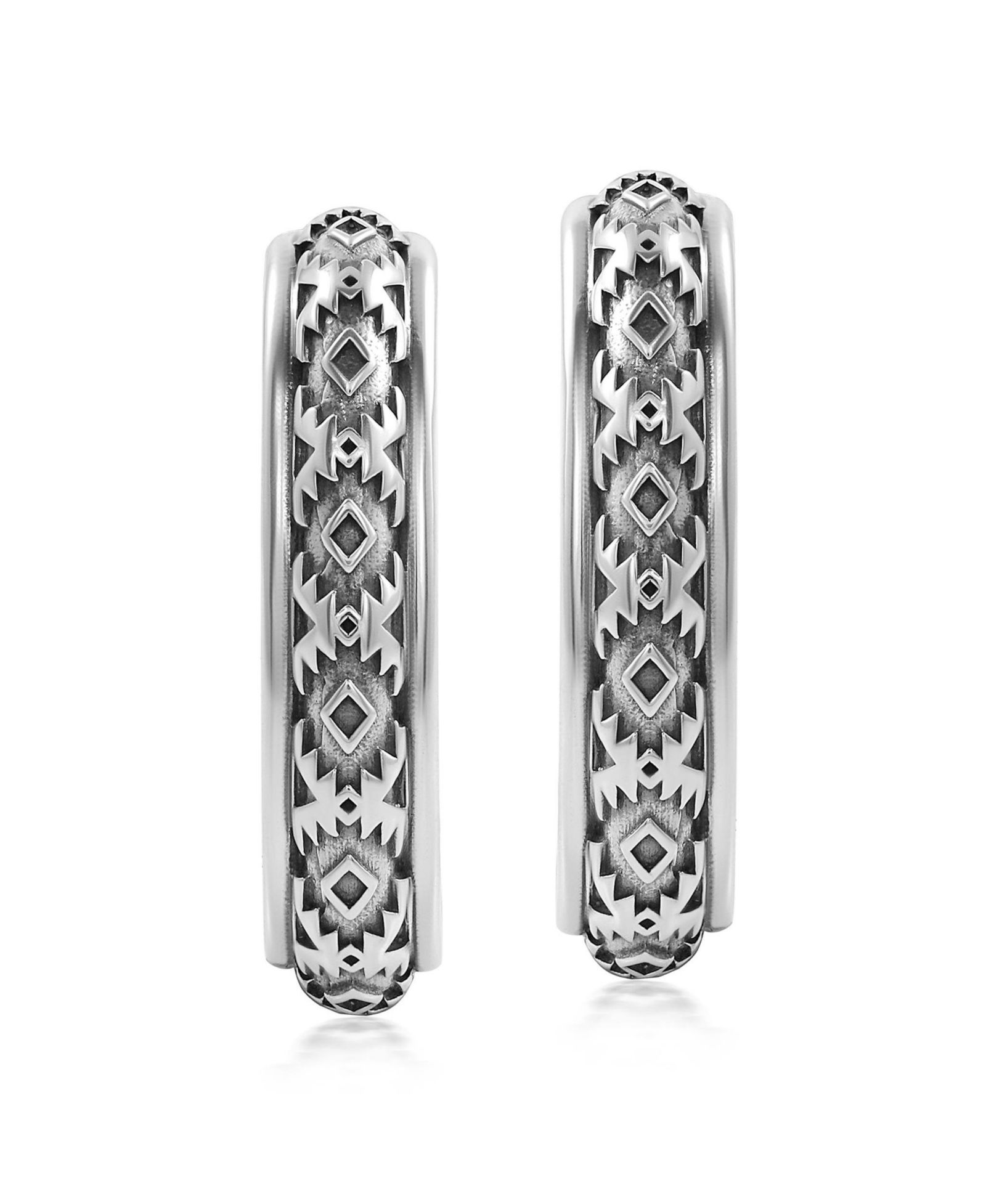 American West Jewelry серьги-кольца J-Hoop из стерлингового серебра с узором