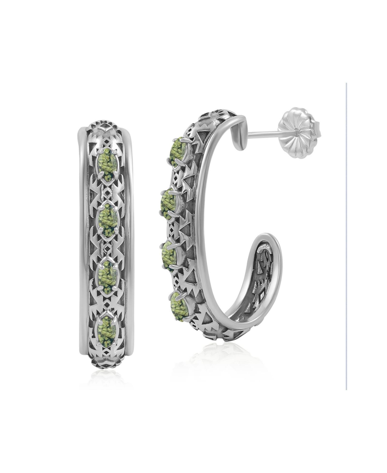 Серьги-кольца American West Jewelry Sterling Serpentine Patterned J-Hoop
