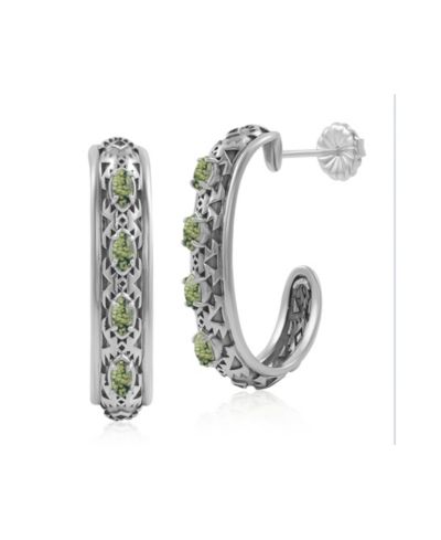 Серьги-кольца American West Jewelry Sterling Serpentine Patterned J-Hoop