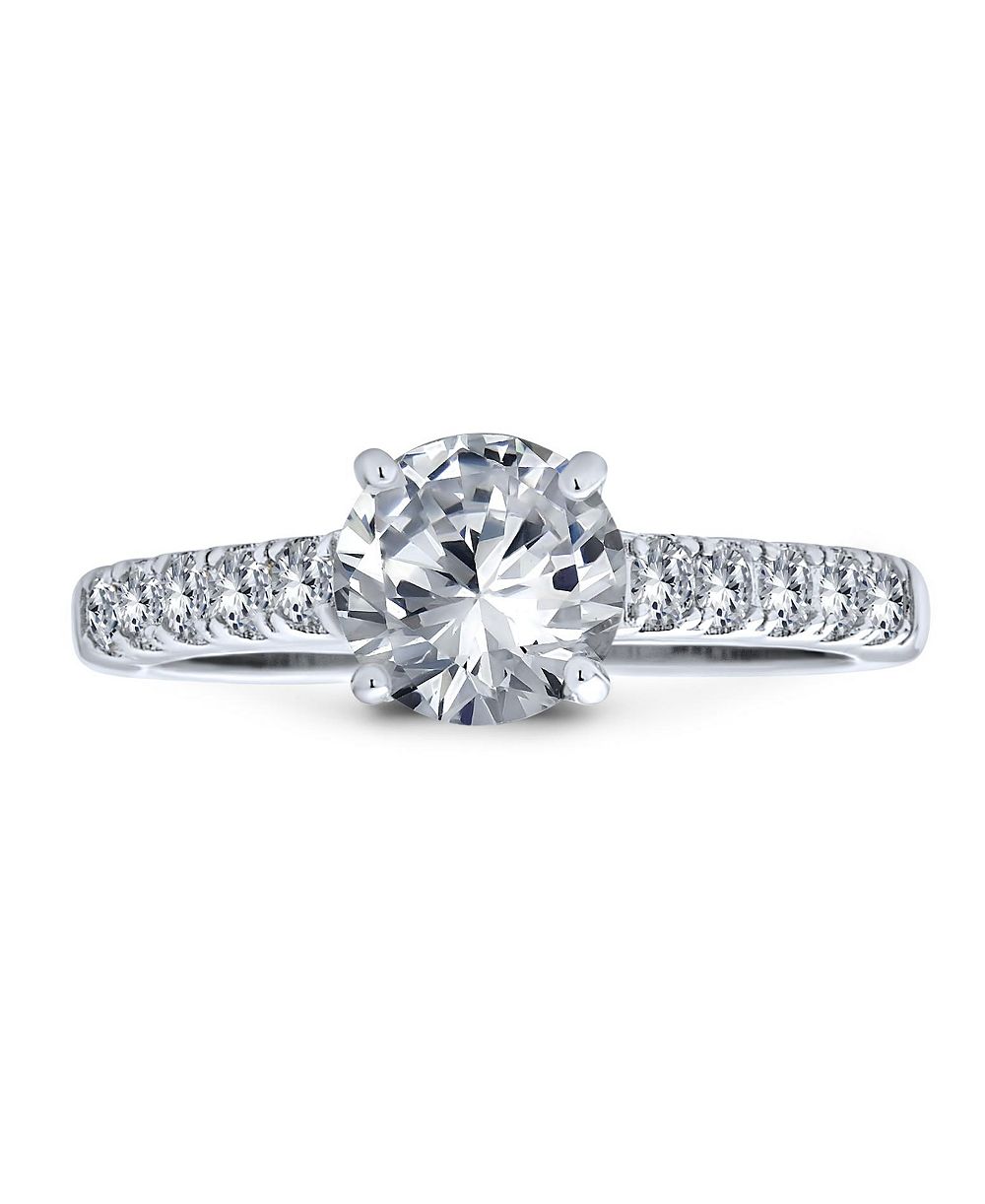 Помолвочное кольцо Bling Jewelry Classic 1.75CT CZ Round Solitaire из стерлингового серебра .925