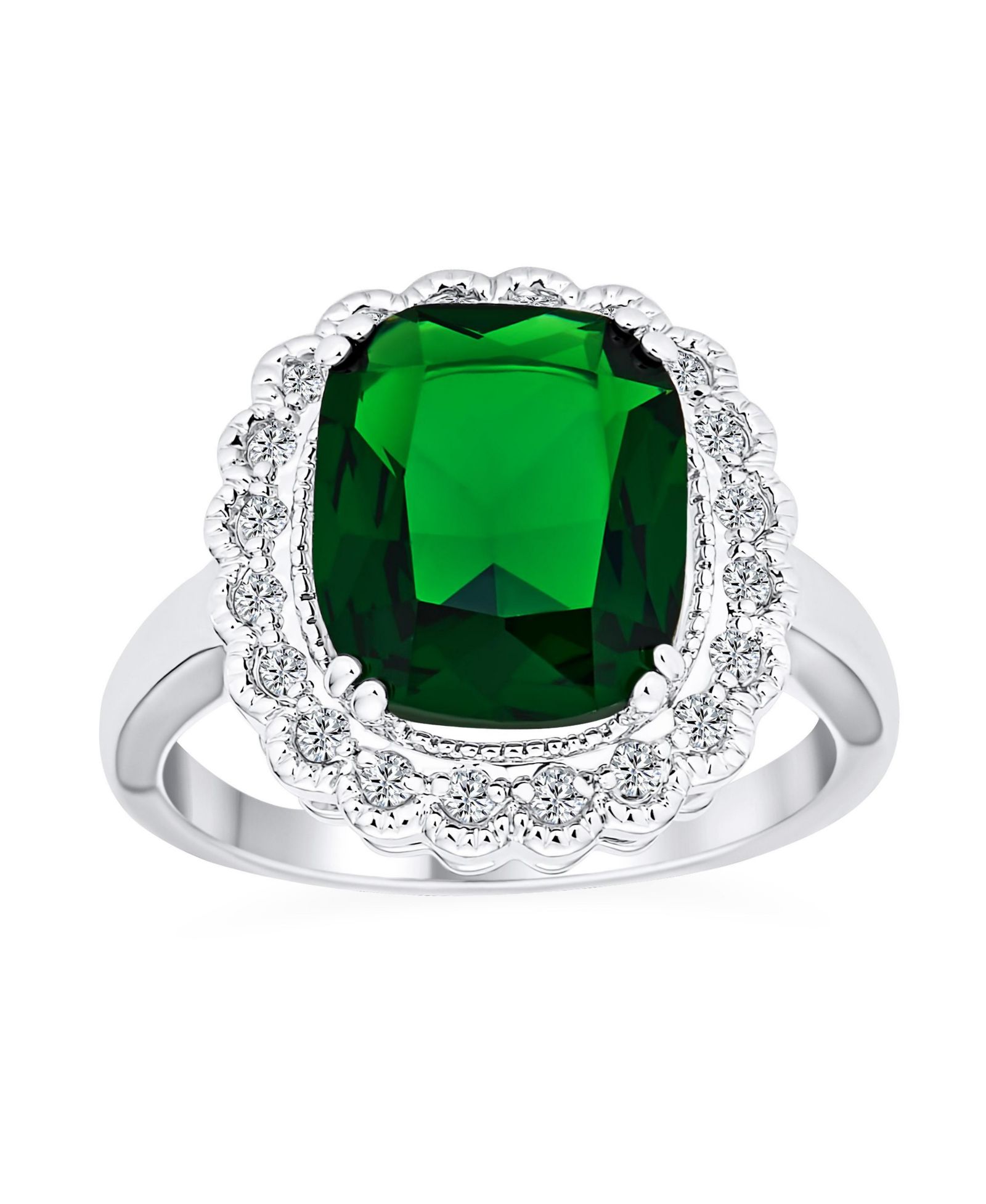 Bling Jewelry кольцо с изумрудом и цирконием