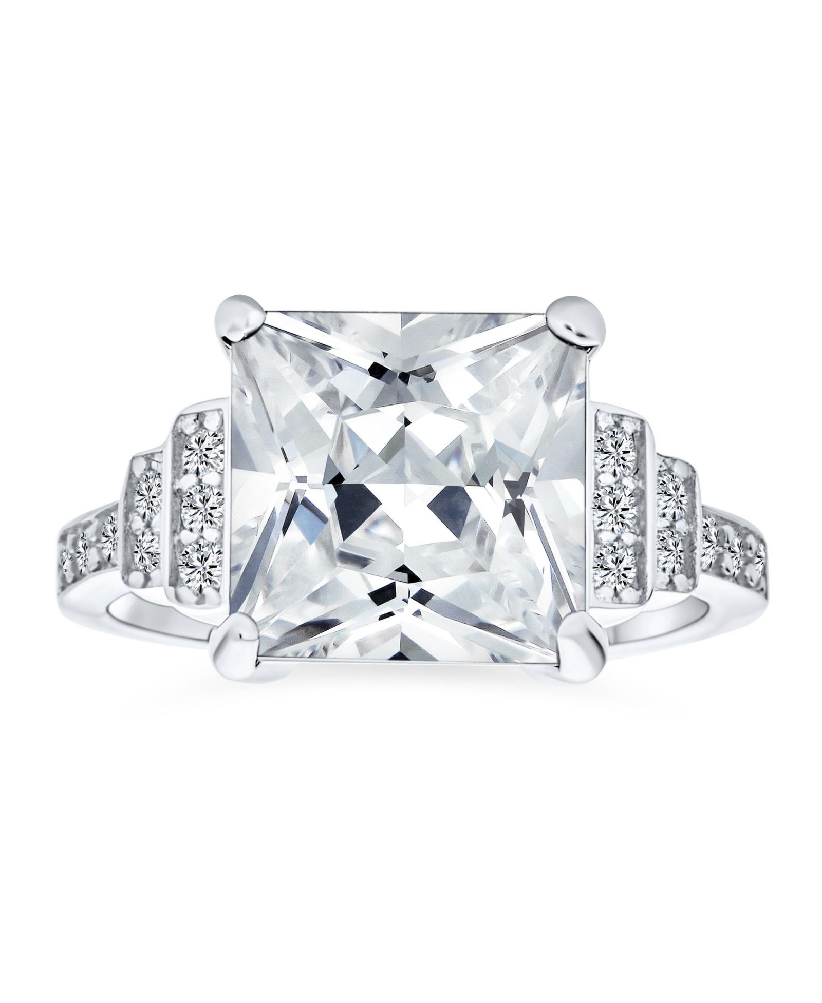 Bling Jewelry Кольцо помолвочное из стерлингового серебра с CZ