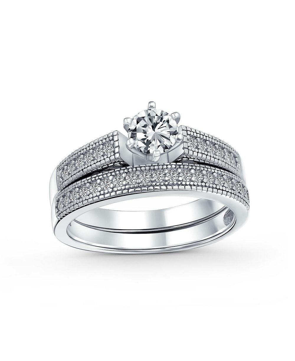 Bling Jewelry обручальное кольцо с кубическим цирконием, серебро 1.5CT