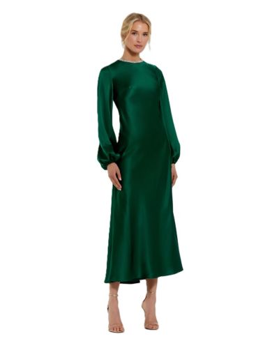 Mac Duggal Женское платье с высоким воротником и длинным рукавом с кристаллами