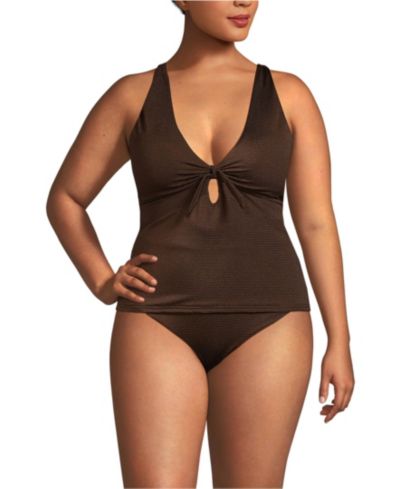 Купальник Lands' End из двух частей: топ с рифлением Plus Size и трусы с высокой посадкой
