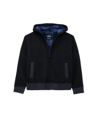 XRAY Boy's Fleece Lined Full Zip Hooded Knit Sweater Size 4-18