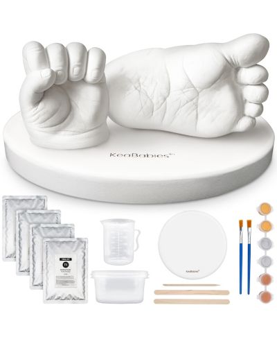 KeaBabies Reve Baby Casting Kit Hands and Feet Mold, 3D Baby Hand Casting Kit 0-9 Months with Wood Base, BPA-Free Baby Keepsake