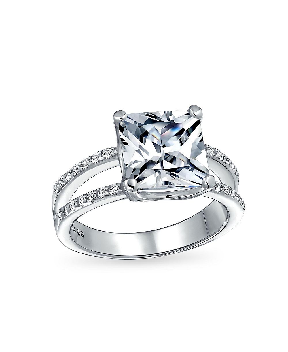 Помолвочное кольцо Bling Jewelry 3CT Square Princess Cut CZ Sterling Silver
