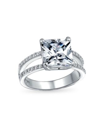 Помолвочное кольцо Bling Jewelry 3CT Square Princess Cut CZ Sterling Silver