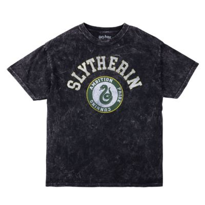 Harry Potter Men's Slytherin Varsity Black Vintage Mineral Wash Crew Neck Short Sleeve T-shirt-XXL