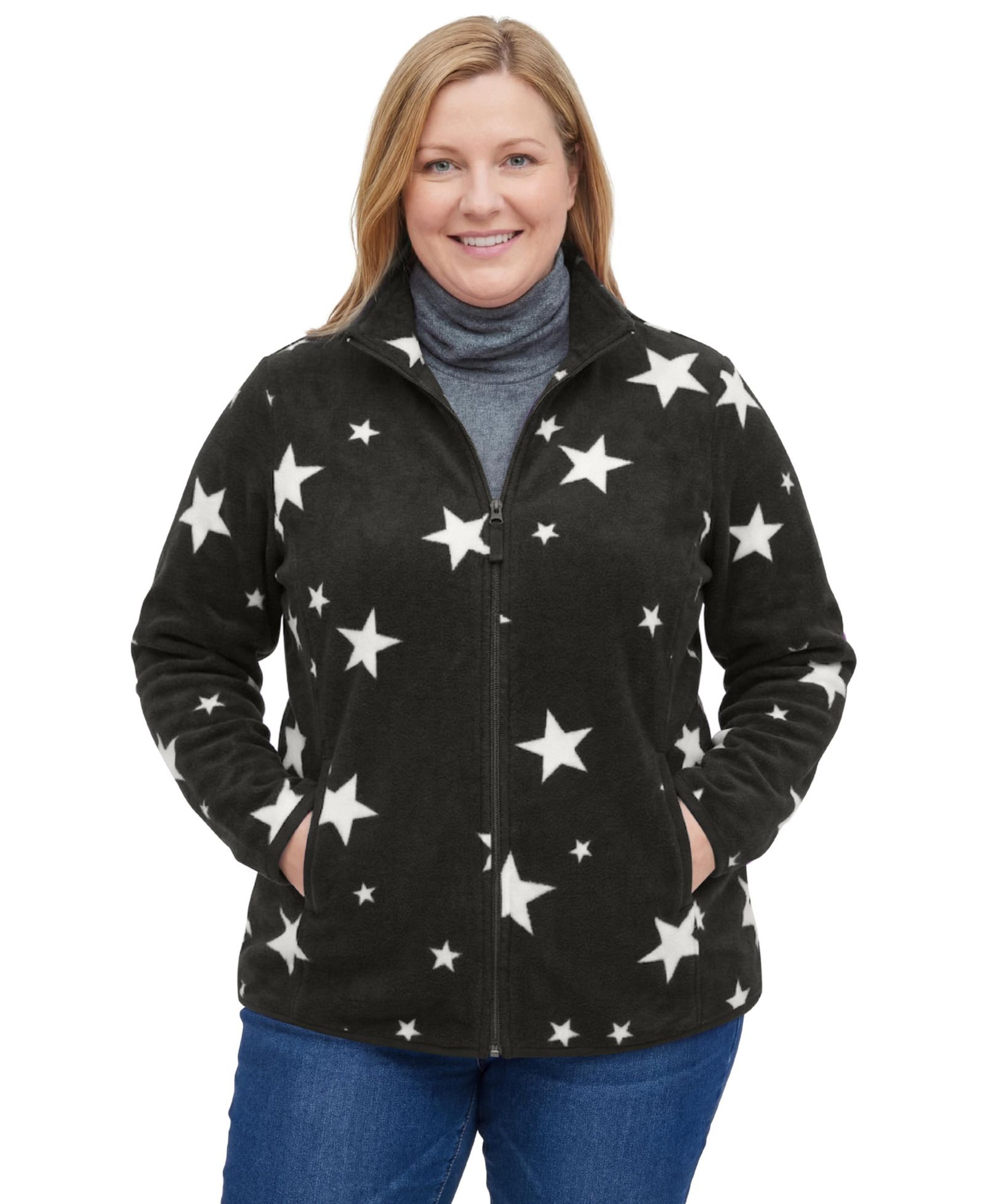 Woman Within Plus Size Within Zip-Front Microfleece Coat