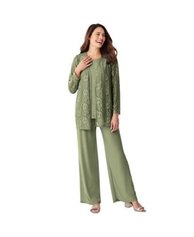 Woman Within Women's Within 3-Piece Lace Jacket/Tank/Pant Set