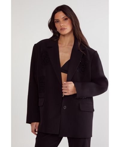 Nasty Gal Женский оверсайз блейзер с вязаным вставками