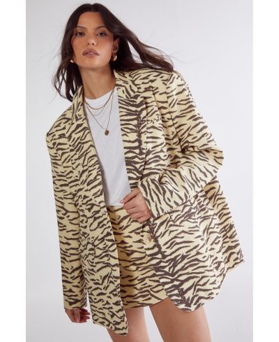 Женский приталенный блейзер Nasty Gal Zebra Print Oversized Tailored