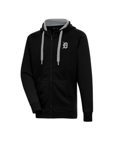 Antigua Men's Black Detroit Tigers Metallic Victory Full-Zip Hoodie