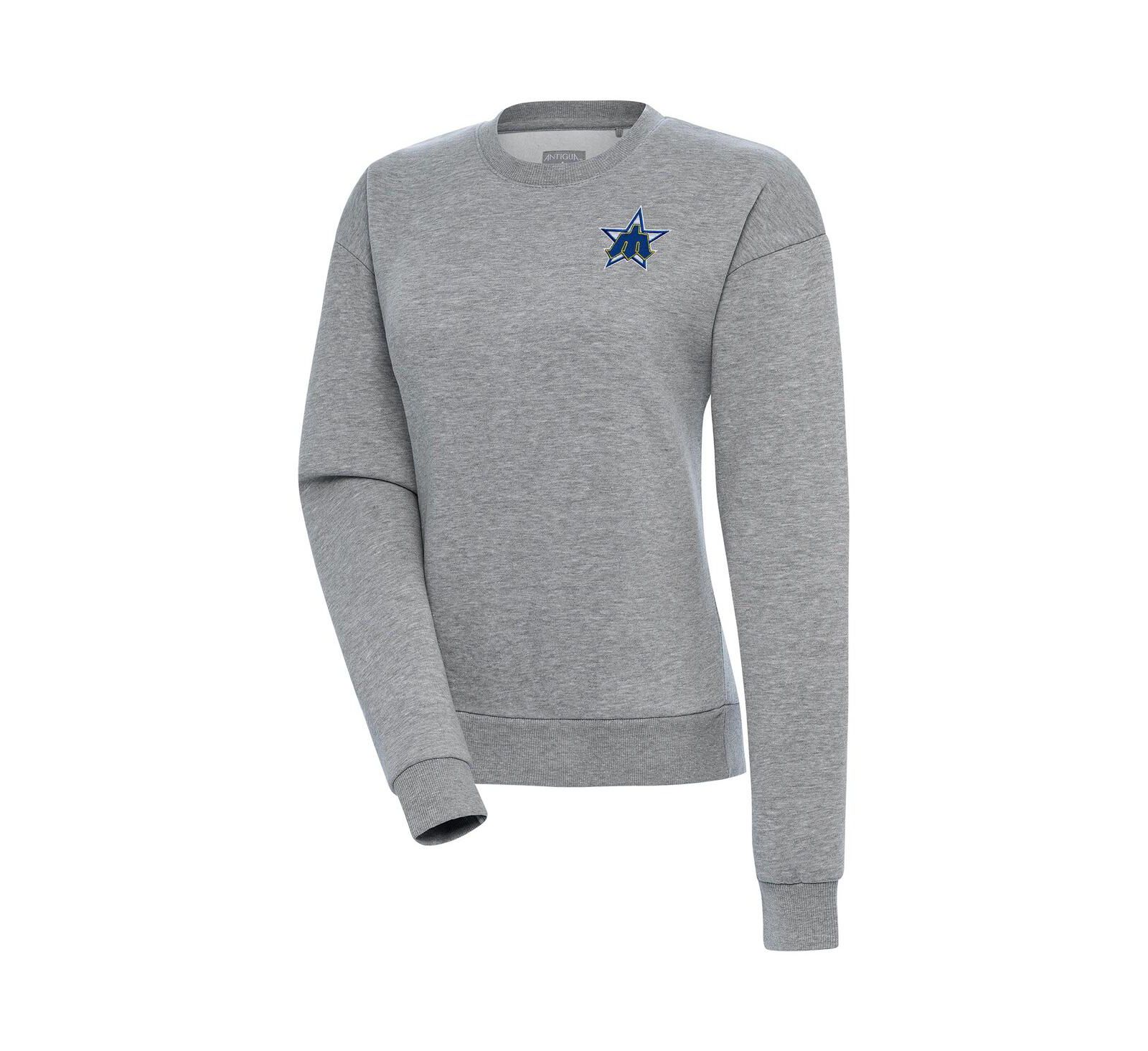 Antigua Women's Heather Gray Seattle Mariners Cooperstown Victory Crewneck Pullover Sweatshirt