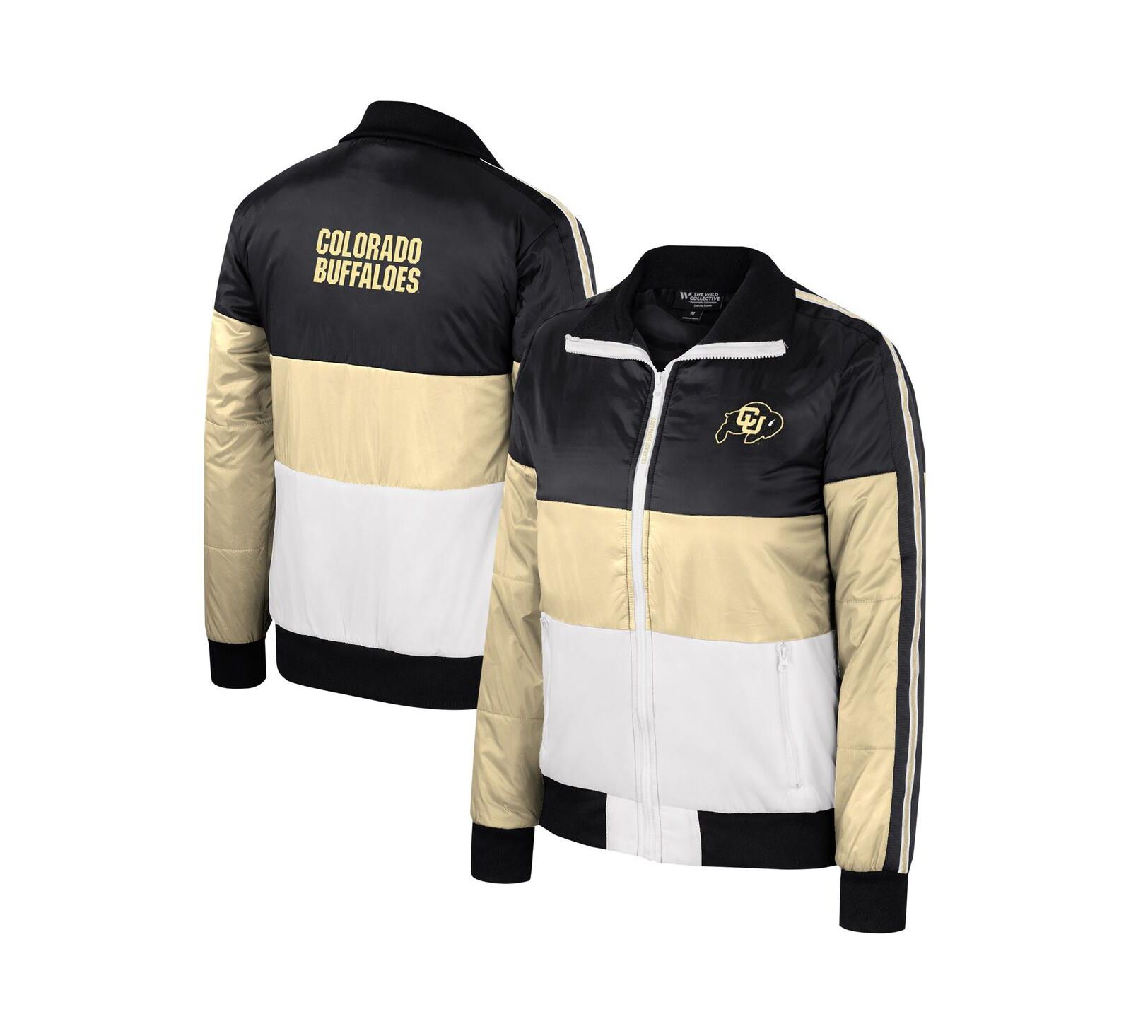 The Wild Collective Women's Gold Colorado Buffaloes Color Block Puffer Full-Zip Jacket