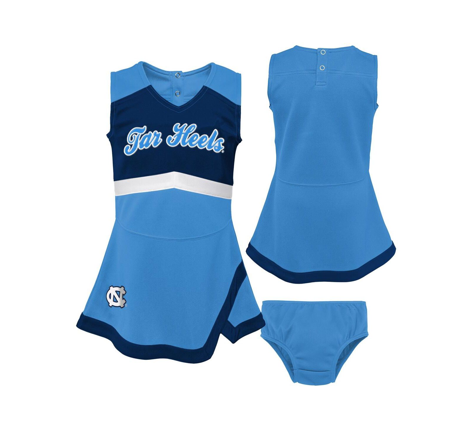 Outerstuff Girls Preschool 2-Piece Carolina Blue North Carolina Tar Heels Cheer Captain Jumper Dress and Bloomers Set