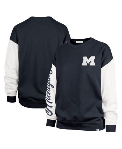 '47 Brand Women's Navy Michigan Wolverines Double Header Rise Andie Pullover Sweatshirt