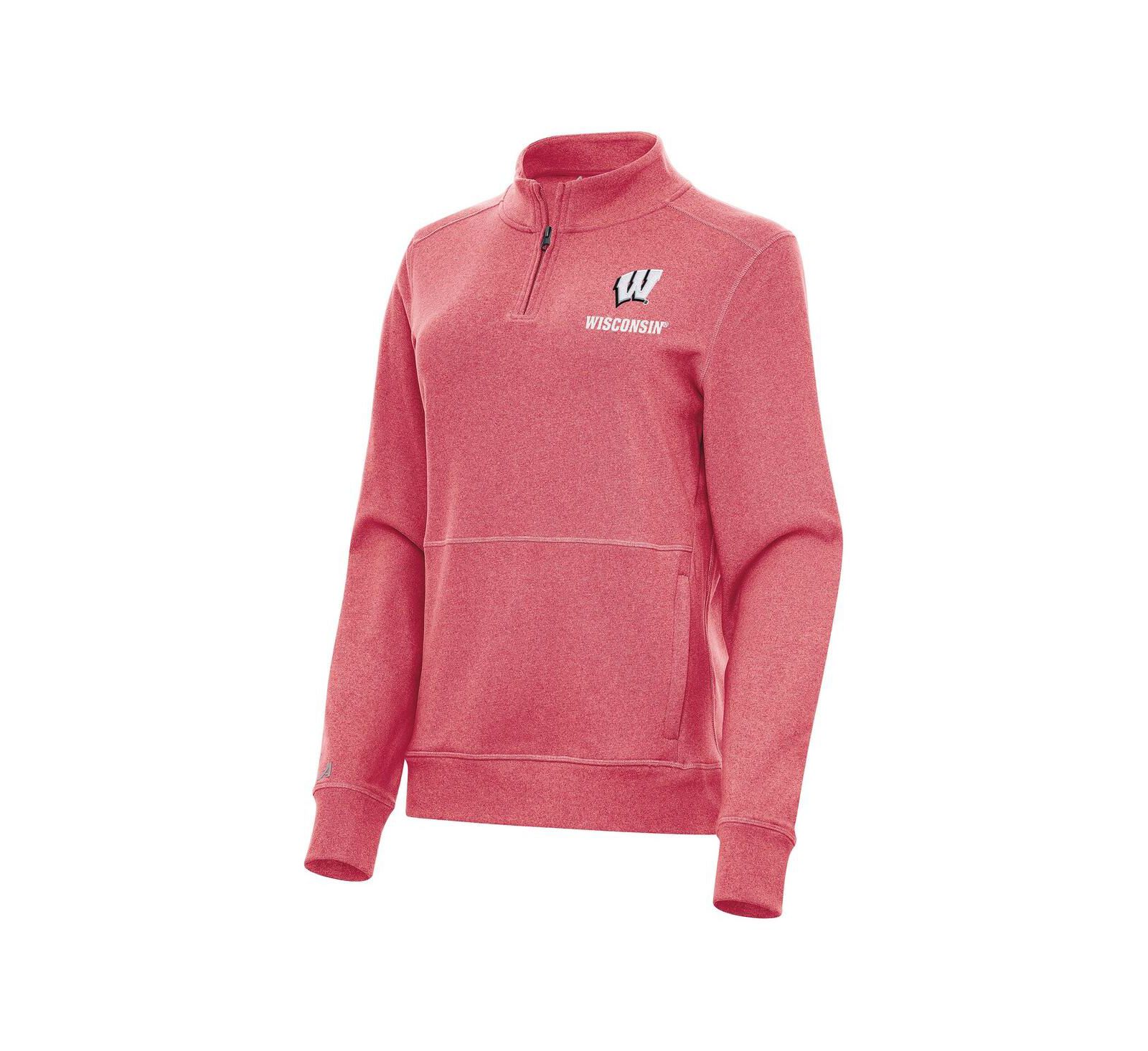 Женский флисовый свитшот Antigua Heather Red Wisconsin Badgers Crush Quarter-Zip