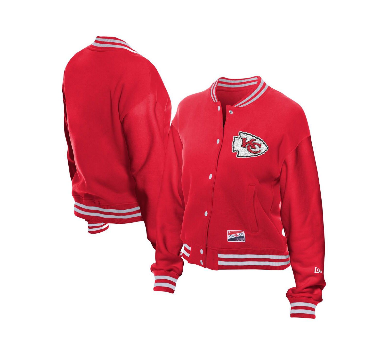 New Era Женская флисовая куртка на кнопках с ретро-дизайном Kansas City Chiefs, красная