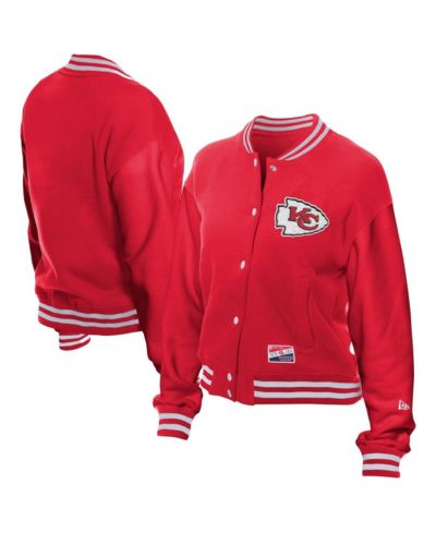 New Era Женская флисовая куртка на кнопках с ретро-дизайном Kansas City Chiefs, красная