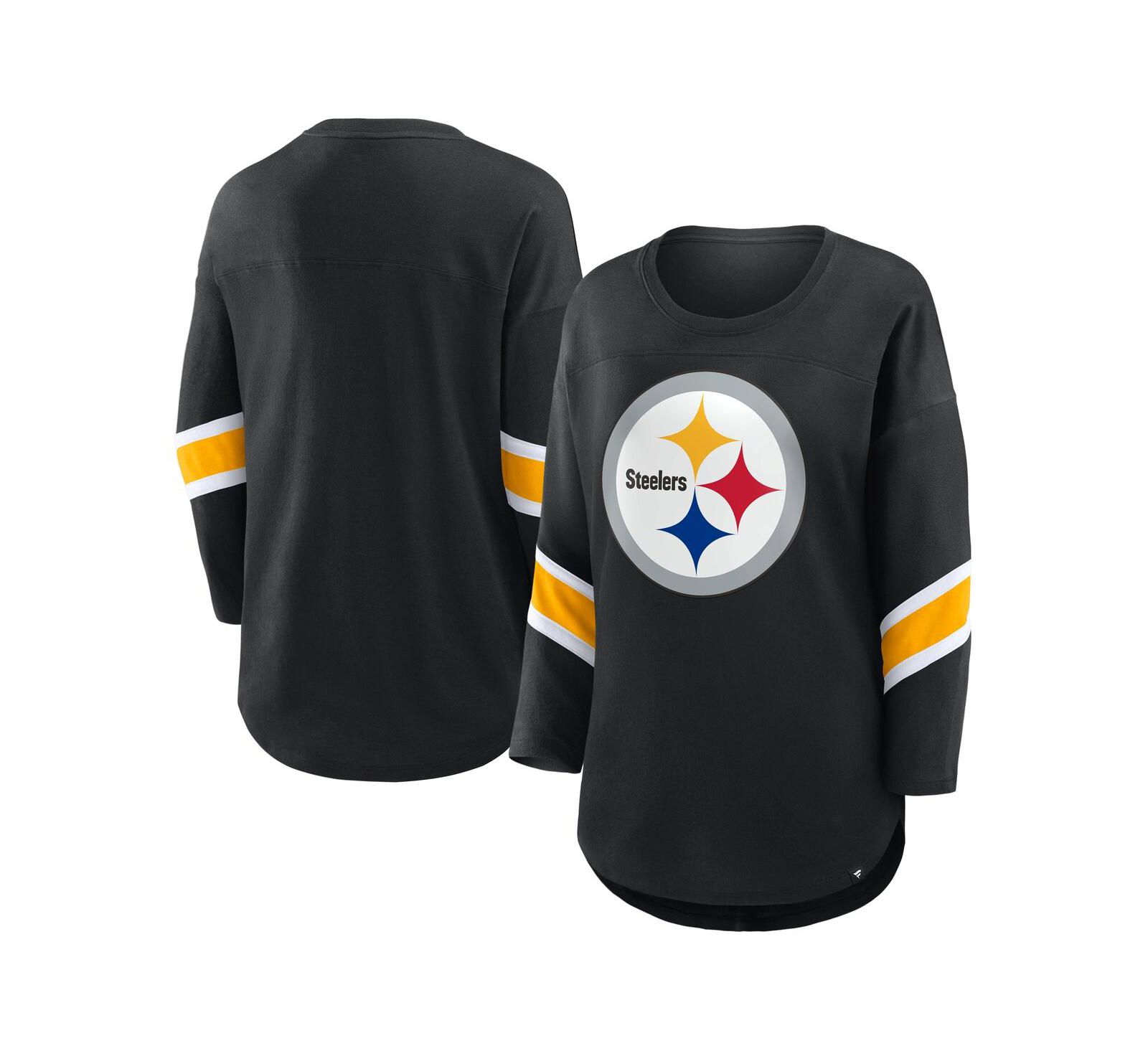 Женская футболка Fanatics Black Pittsburgh Steelers Plus Size Redzone 3/4-Sleeve