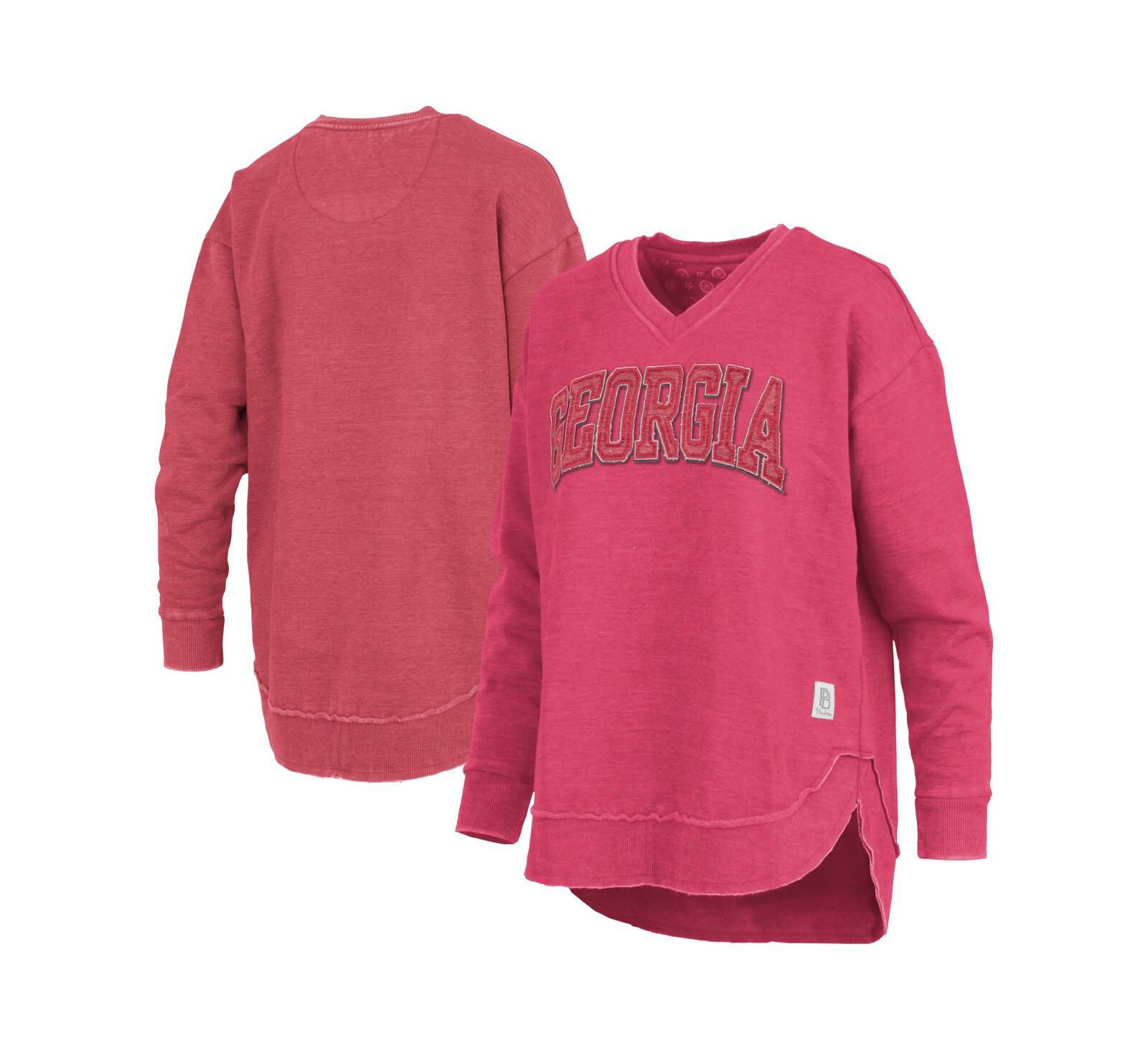 Женский свитшот Pressbox Red Georgia Bulldogs Westin Poncho V-Neck Pullover