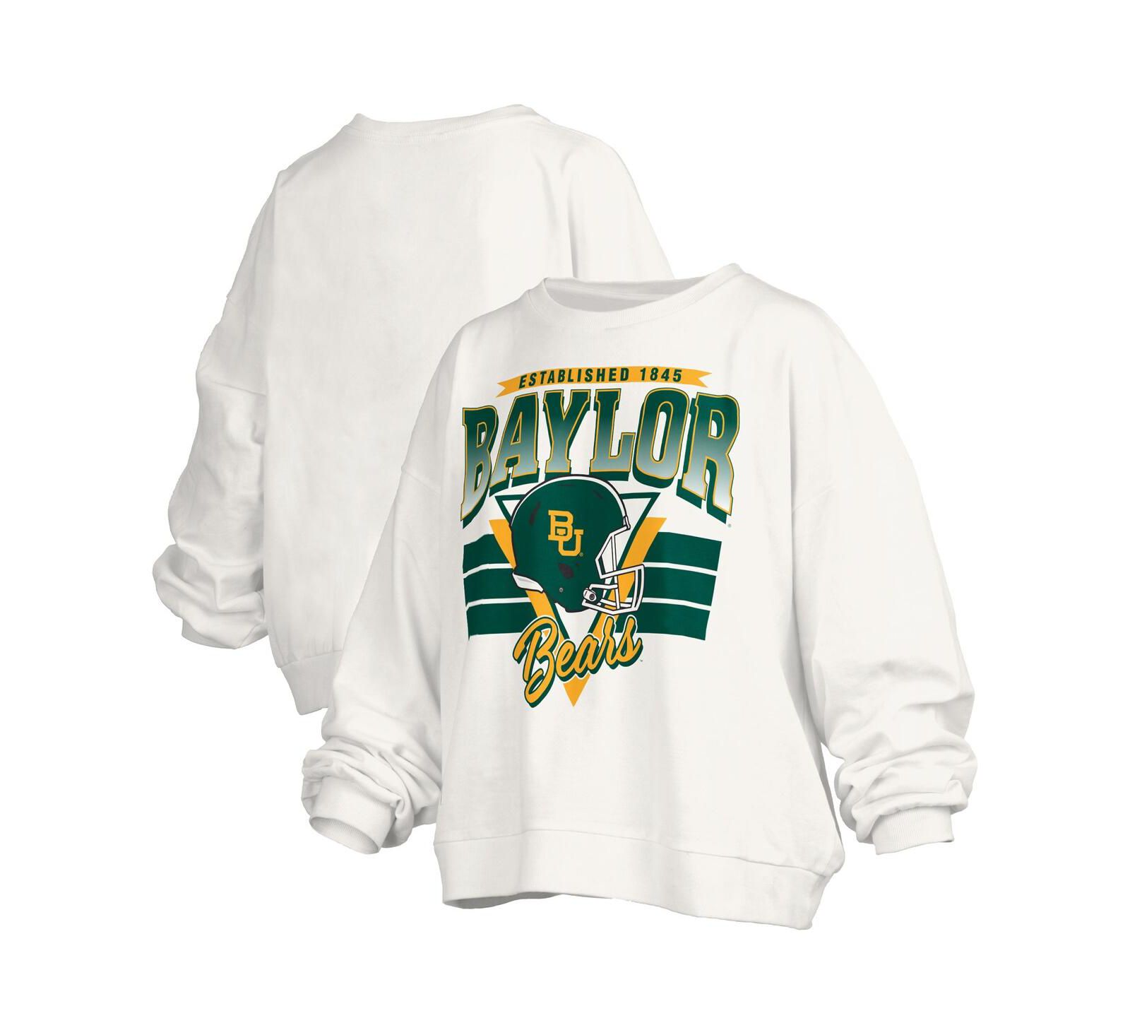 Pressbox Женская оверсайз свитшот Janice Retro Waist-Length Pullover White Baylor Bears