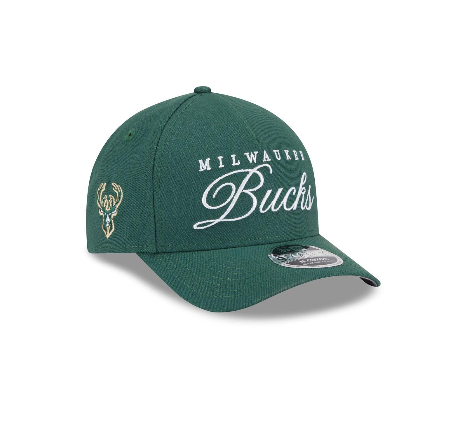 Мужская кепка New Era Milwaukee Bucks 2025 NBA Draft M-Crown A-Frame 9FORTY, темно-зеленая